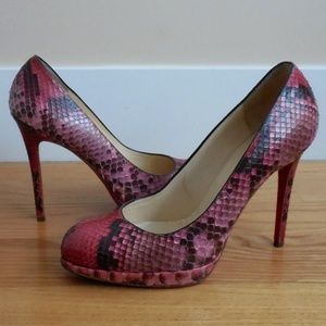 Pink Snakeskin Patterned Women's Heels